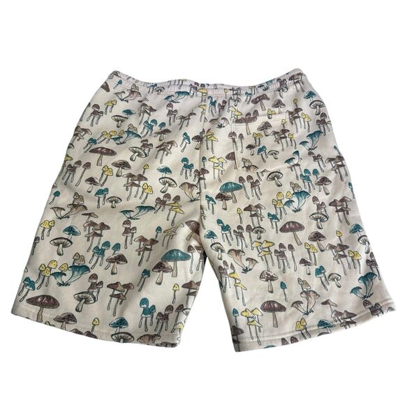 public record Pull on Drawstring Bermuda mushroom print Pockets shorts Size XL - Picture 5 of 8